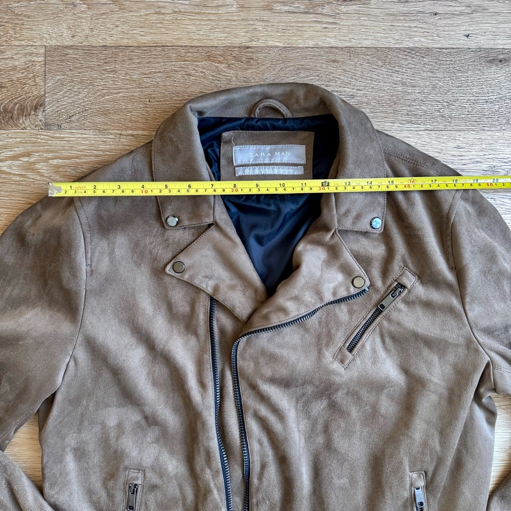 Suede-like Brown Biker Jacket - Picture 2 of 6